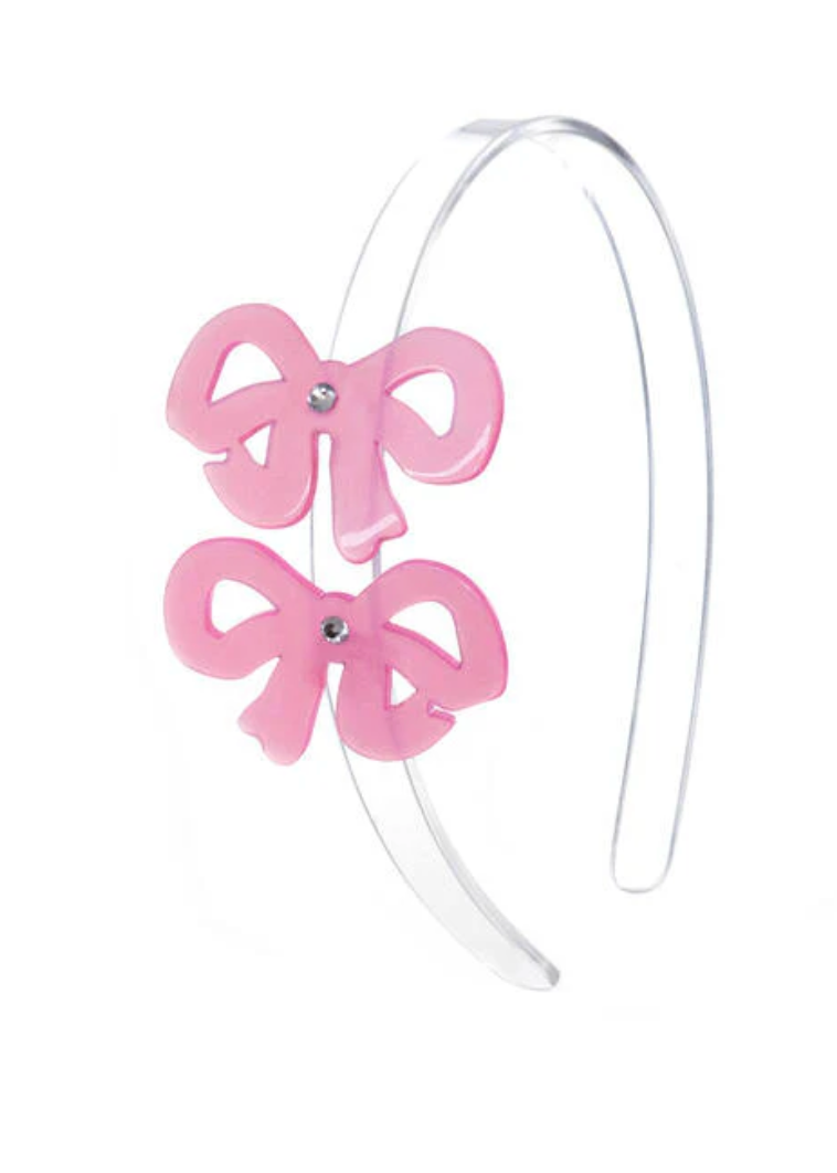 Lilie & Roses Bows Fancy Double Satin Pink Headband