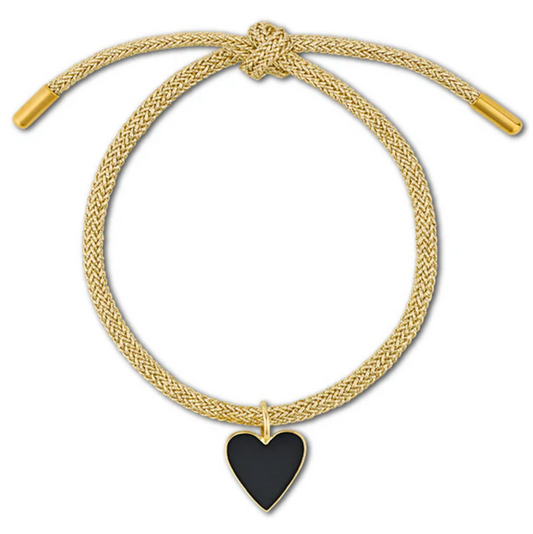 Hart Jewelry Gold Lurex Bracelet with Small Enamel Heart