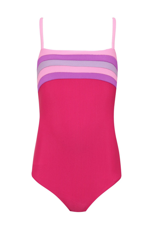 Beach Riot Little Jessa One Piece Raspberry Color Block Swimsuit