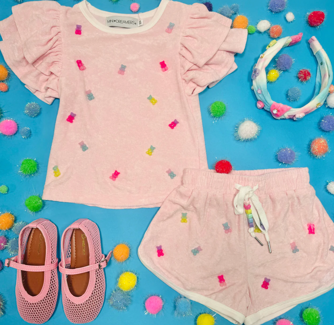 Mini Dreamers Candy Bear Top & Shorts Set