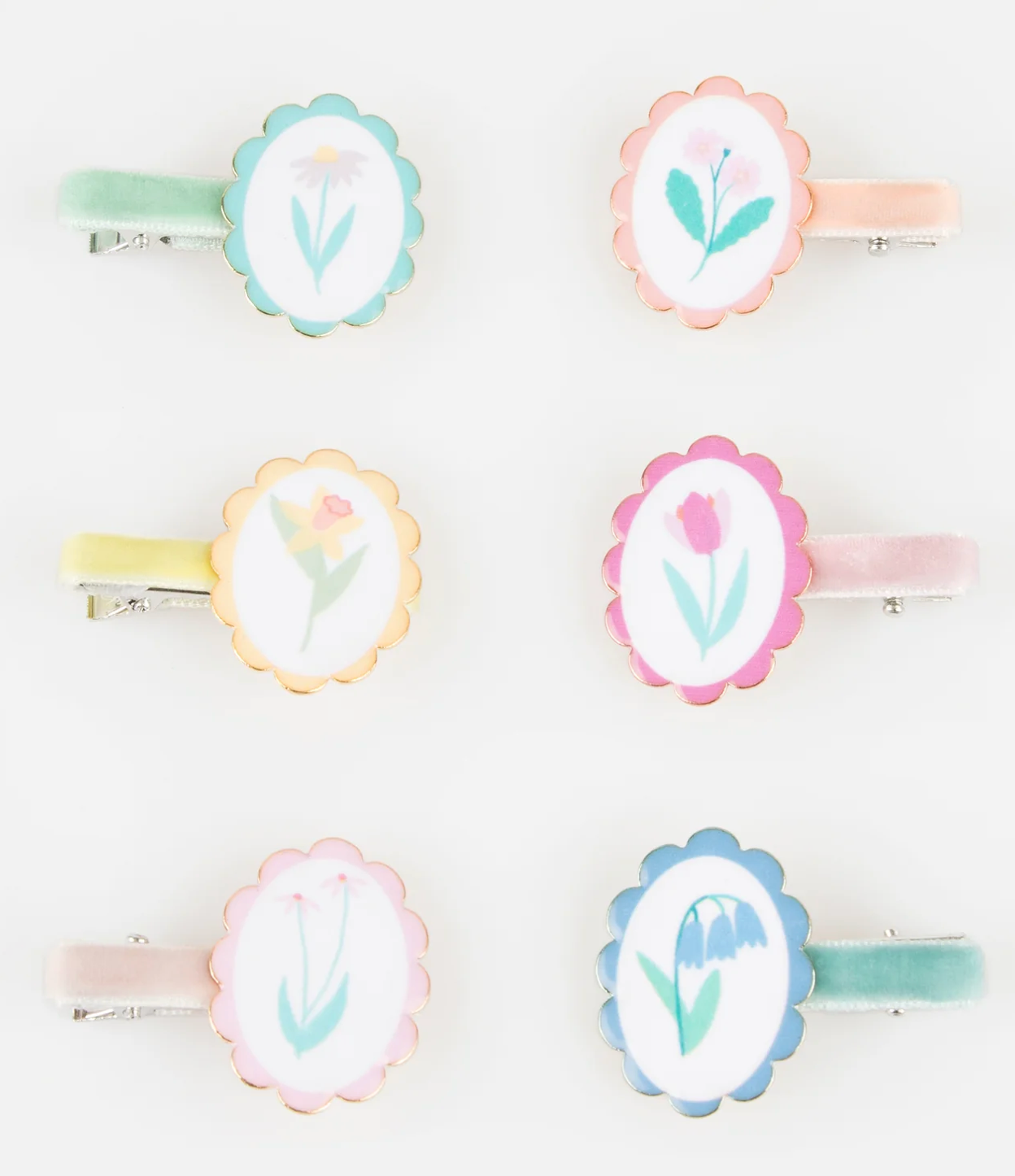 Meri Meri Flower Cameo Hair Clips - Set of 6