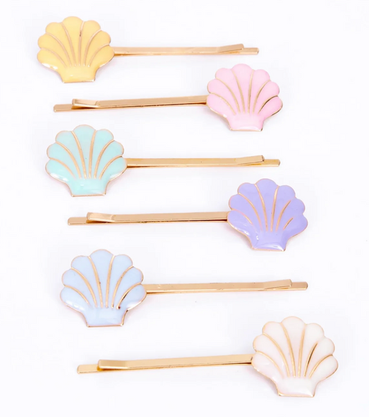 Meri Meri Enamel Shell Hair Slides - Set of 6