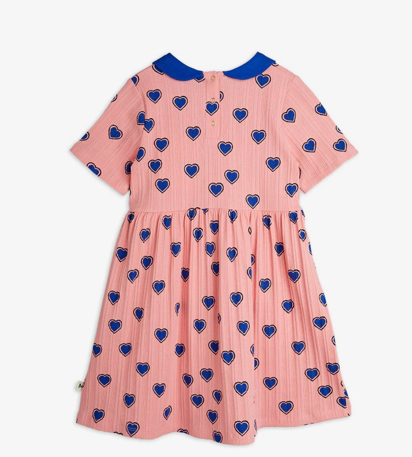 Mini Rodini Outlined Hearts Short Sleeve Dress - Pink