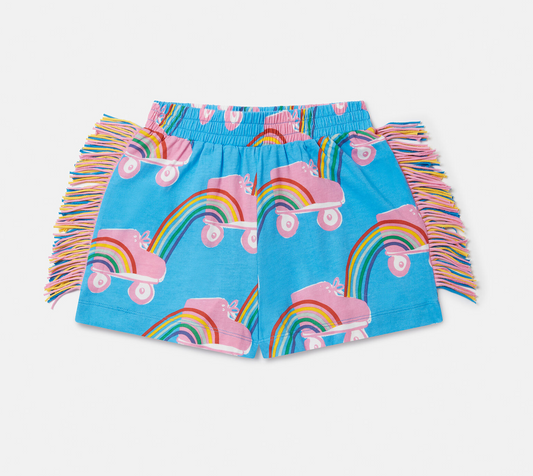 Stella McCartney Girls Roller Rainbow Jersey Short with Fringes