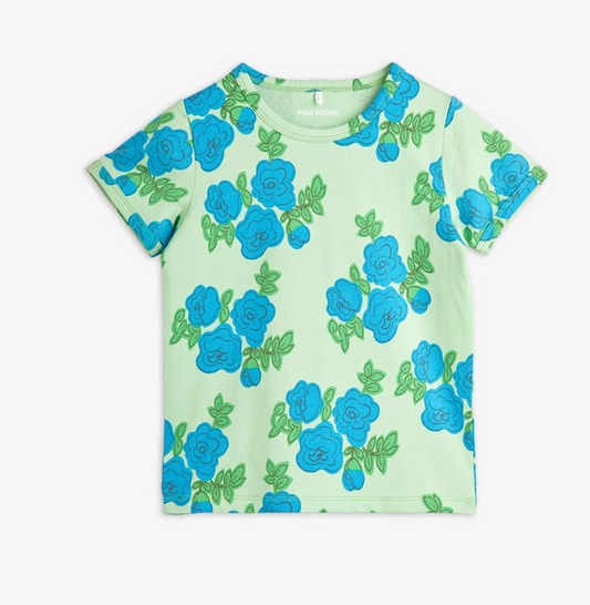 Mini Rodini Blue Roses SS Tee