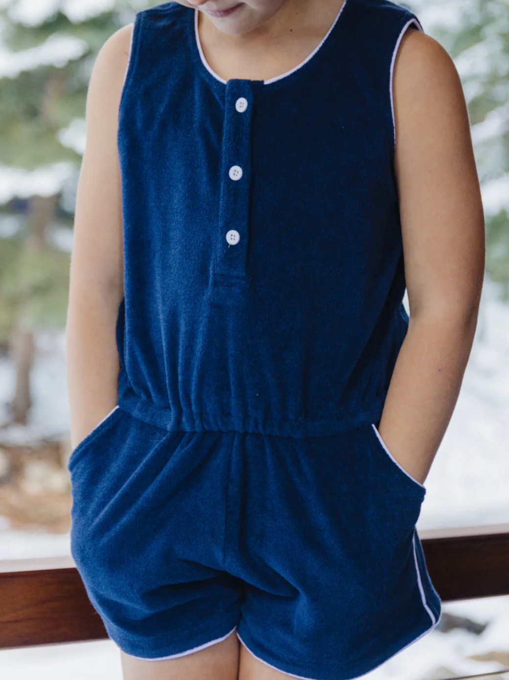 Minnow Girls Navy French Terry Romper