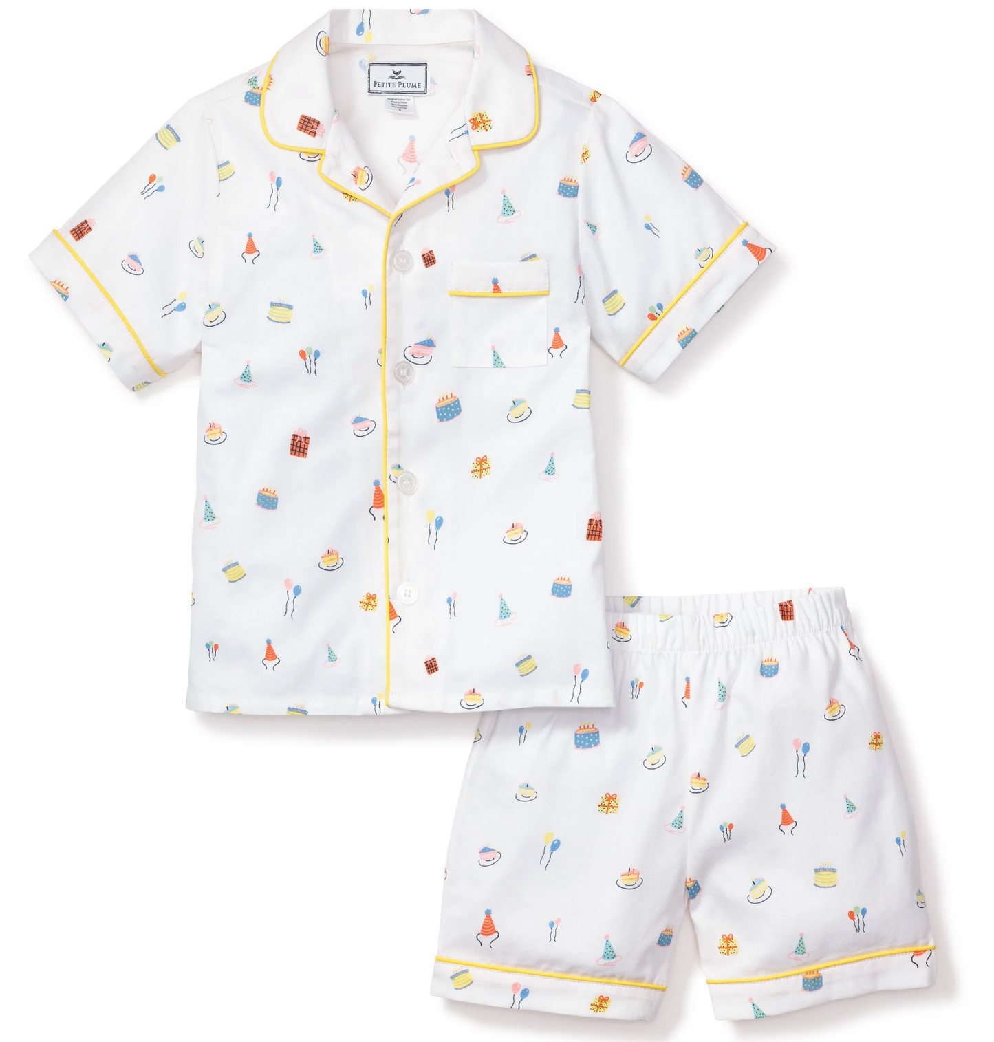 Petite Plume Kid's Twill Pajama Short Set Birthday Wishes