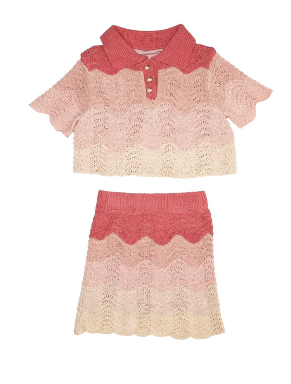 Mini Dreamers Portofino Crochet Top And Skirt Set