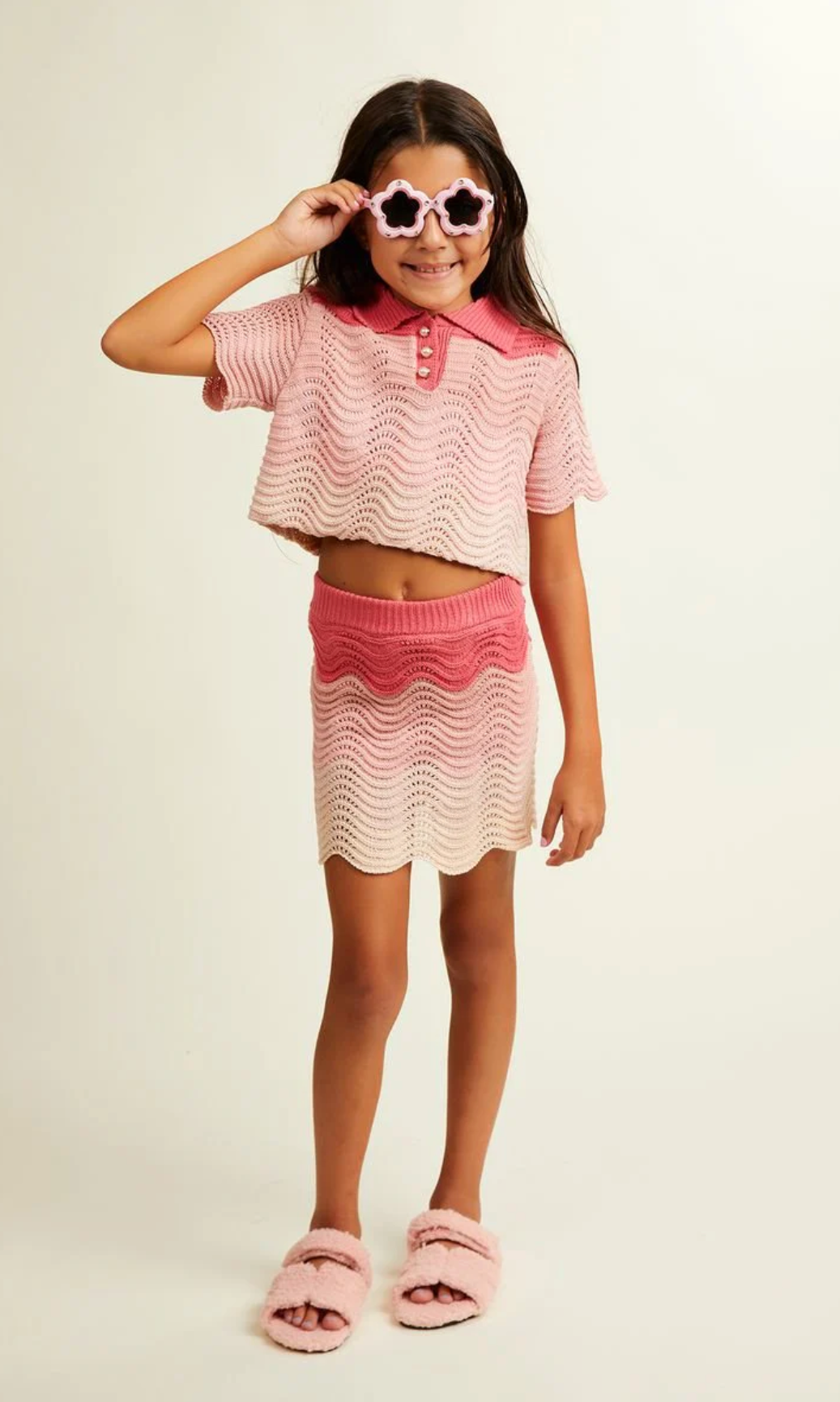 Mini Dreamers Portofino Crochet Top And Skirt Set