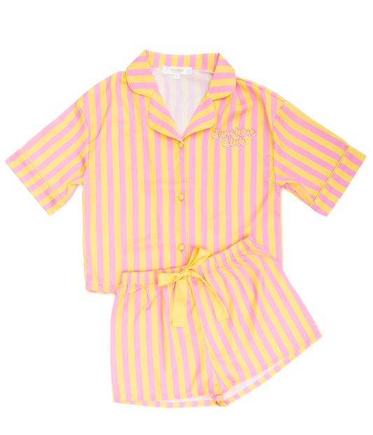 Sunshine Society Silky Short Sleeve Short Pajama Set