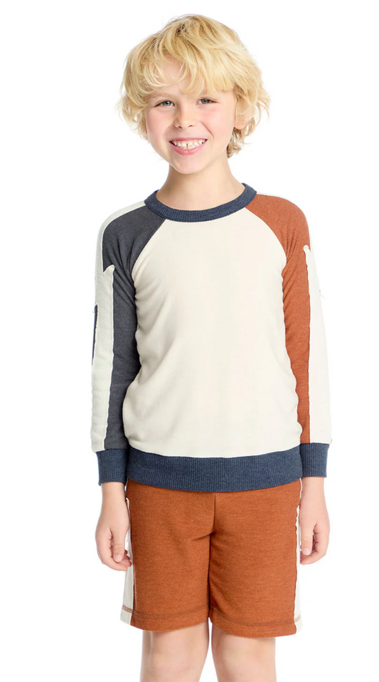 Chaser - Bolt Crew Neck Varsity Colorblock Long Sleeve Tee
