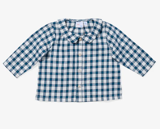 Oso & Me Jefferson Baby Shirt - Blue Picnic Check