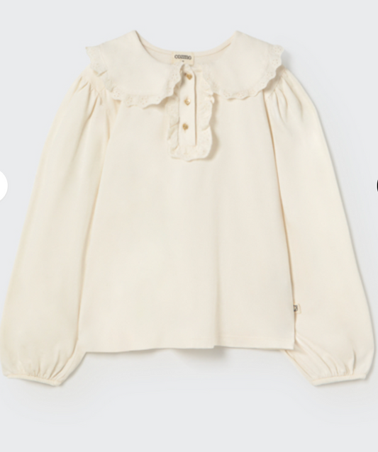 My Little Cozmo Soft Warm Jersey Blouse White