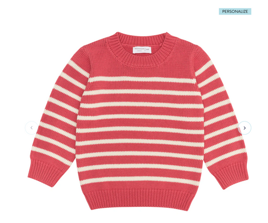 Minnow Unisex Red and Cream Stripe Knit Sweater