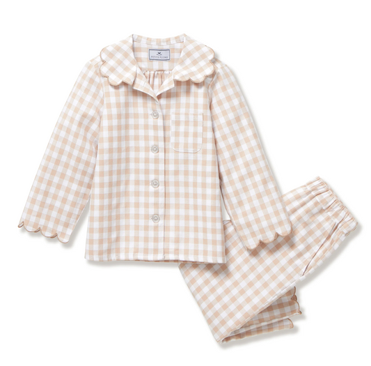 Petite Plume Kid's Twill Colette Pajama Set - Camel Gingham