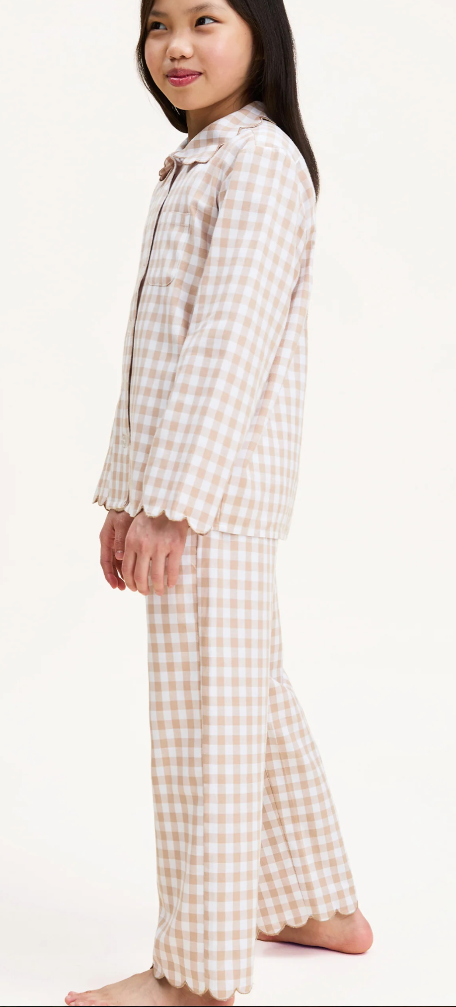 Petite Plume Kid's Twill Colette Pajama Set - Camel Gingham