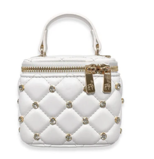 Doe a Dear White Embellished Vanity Quilted Purse