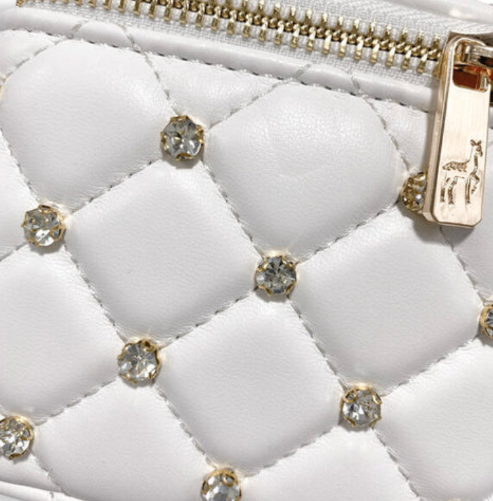 Doe a Dear White Embellished Vanity Quilted Purse