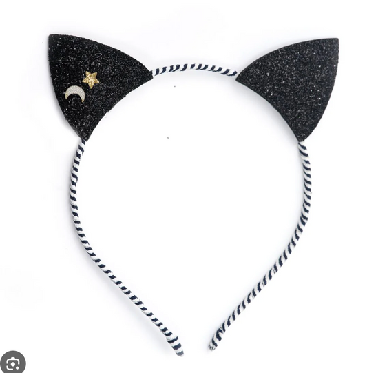 Lilies & Roses Black Cat Ears Fabricc Headband