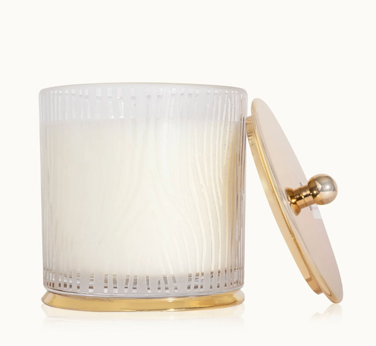 Thymes Frasier Fir Large Frosted Wood Grain Candle