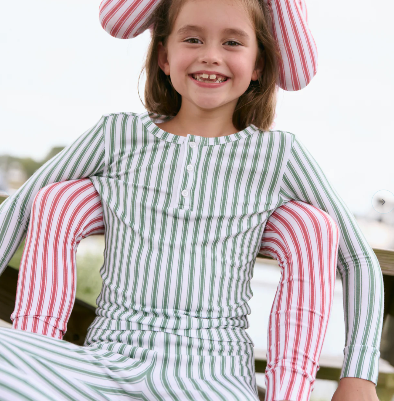 Minnow Unisex Boxwood Ticking Stripe Pima Pajama Set