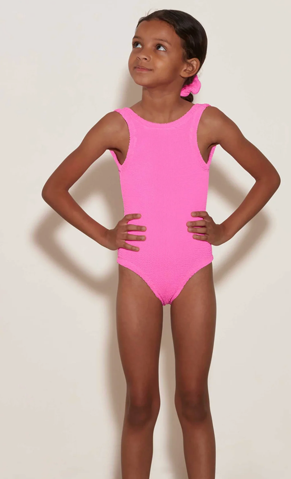 Hunza G Kids Classic Swim Crinkle One Piece - Bubblegum