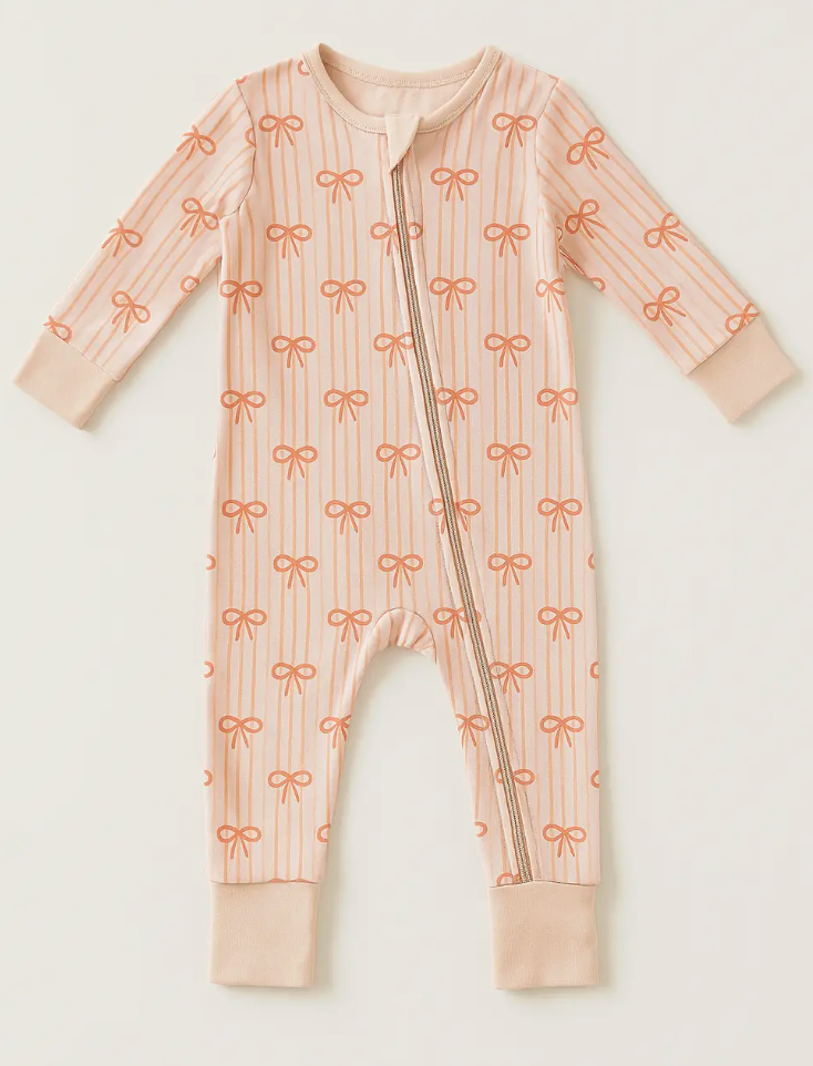 Polished Prints - Striped Bow, bamboo baby sleeper