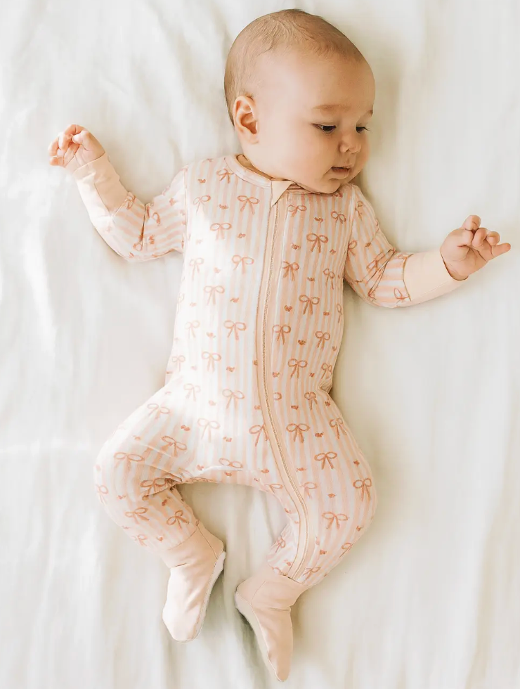 Polished Prints - Striped Bow, bamboo baby sleeper