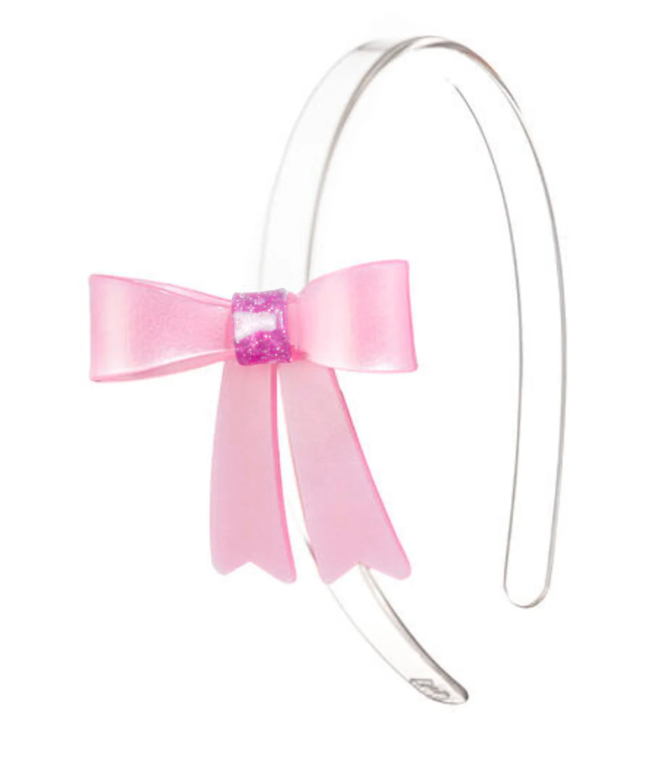 Lilies & Roses Bow French Satin Pink Headband