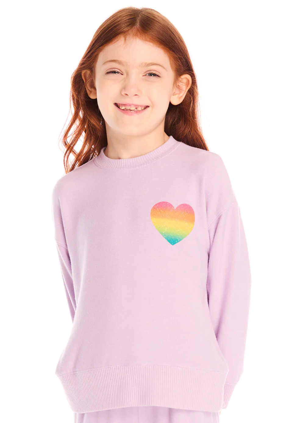 Chaser Rainbow Glitter Heart Pullover