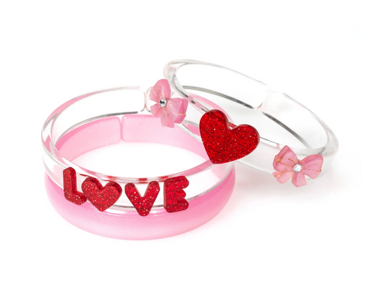 Lilies & Roses Pink Heart Love Bangles