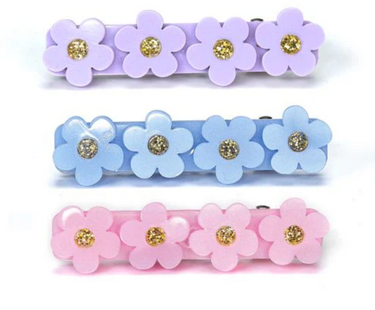 Lilies & Rises Flowewrs Clips, Blue Pink Purple