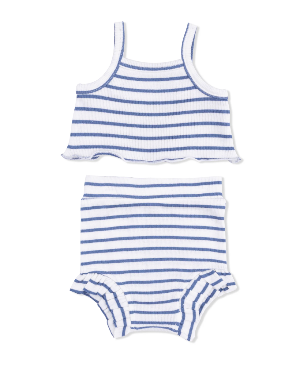 Angel Dear Stripe Vintage Blue Tank Top & High Waisted Short