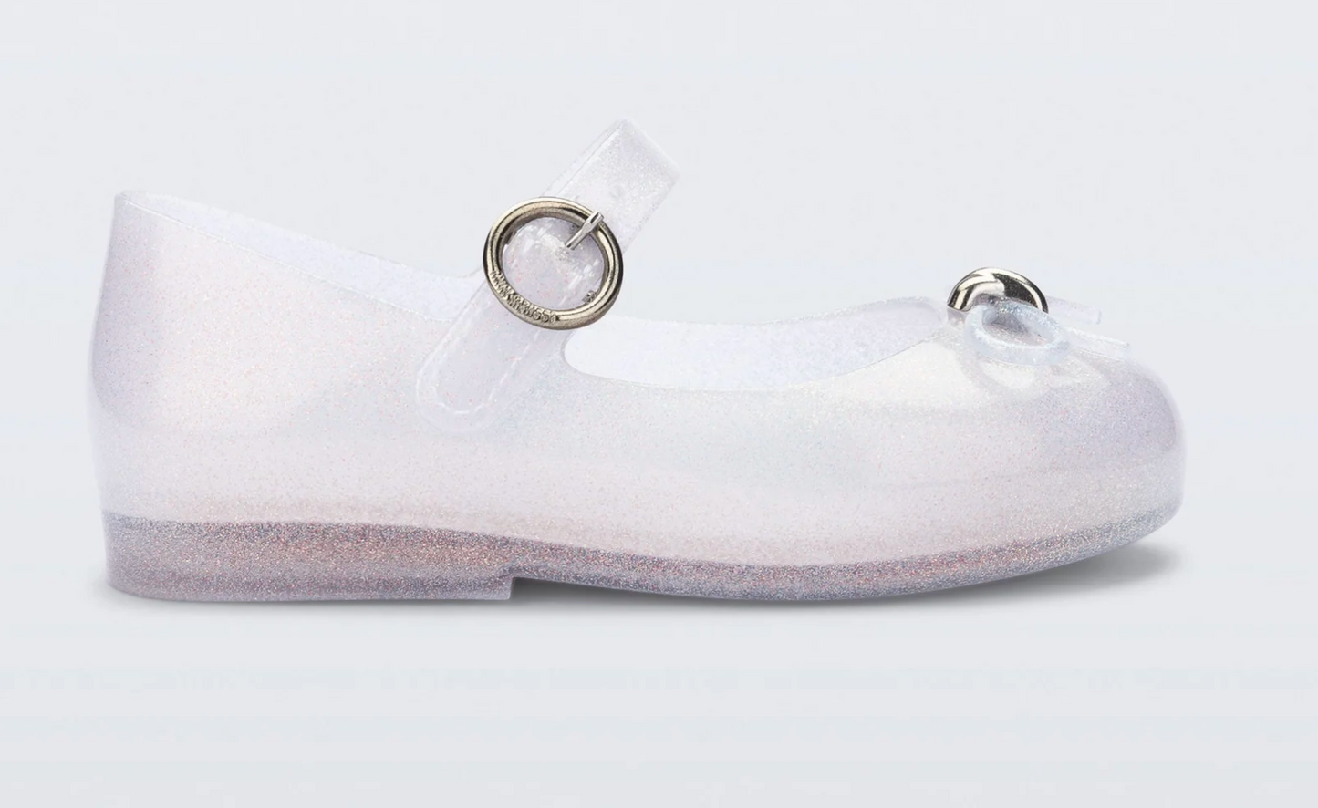 Mini Melissa Sweet Love Flat in Holographic Pearl