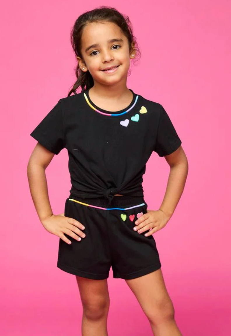 Mini Dreamers Sienna Embroidered Heart Tie Top and Shorts Set