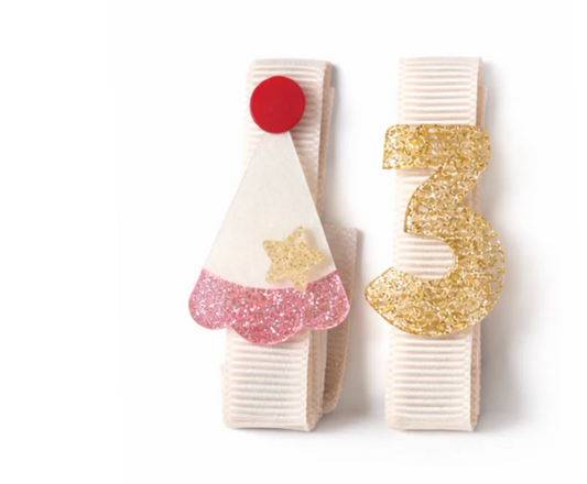 Lilies & Roses Party Hat and Number Hair Clips