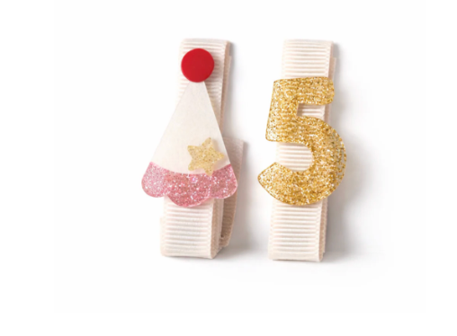 Lilies & Roses Party Hat and Number Hair Clips