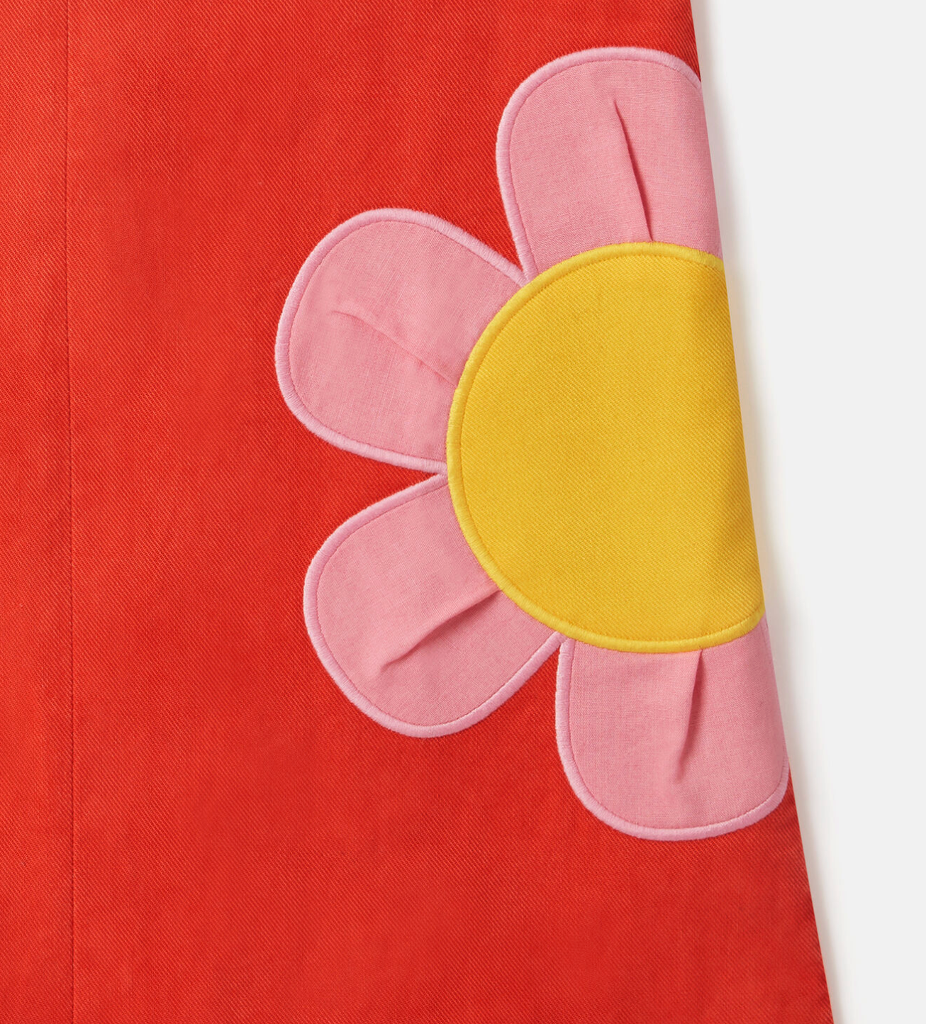 Stella McCartney Kids Girl Sleeveless Gabardine Dress With Flower Patches Orange Red