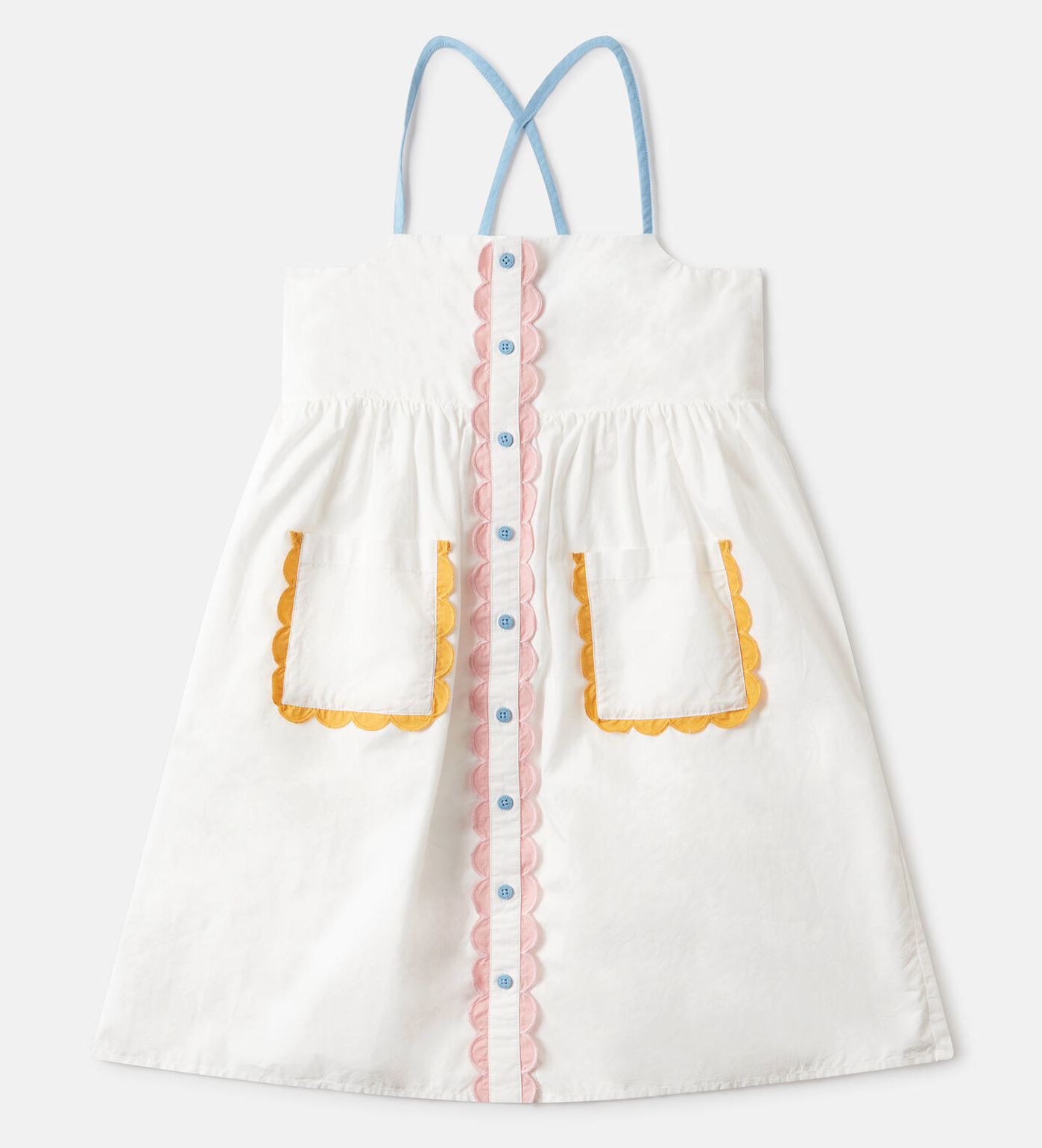 Stella McCartney Kids Girl Strappy Dress With Scalloped Details White