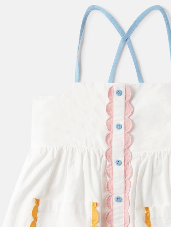 Stella McCartney Kids Girl Strappy Dress With Scalloped Details White