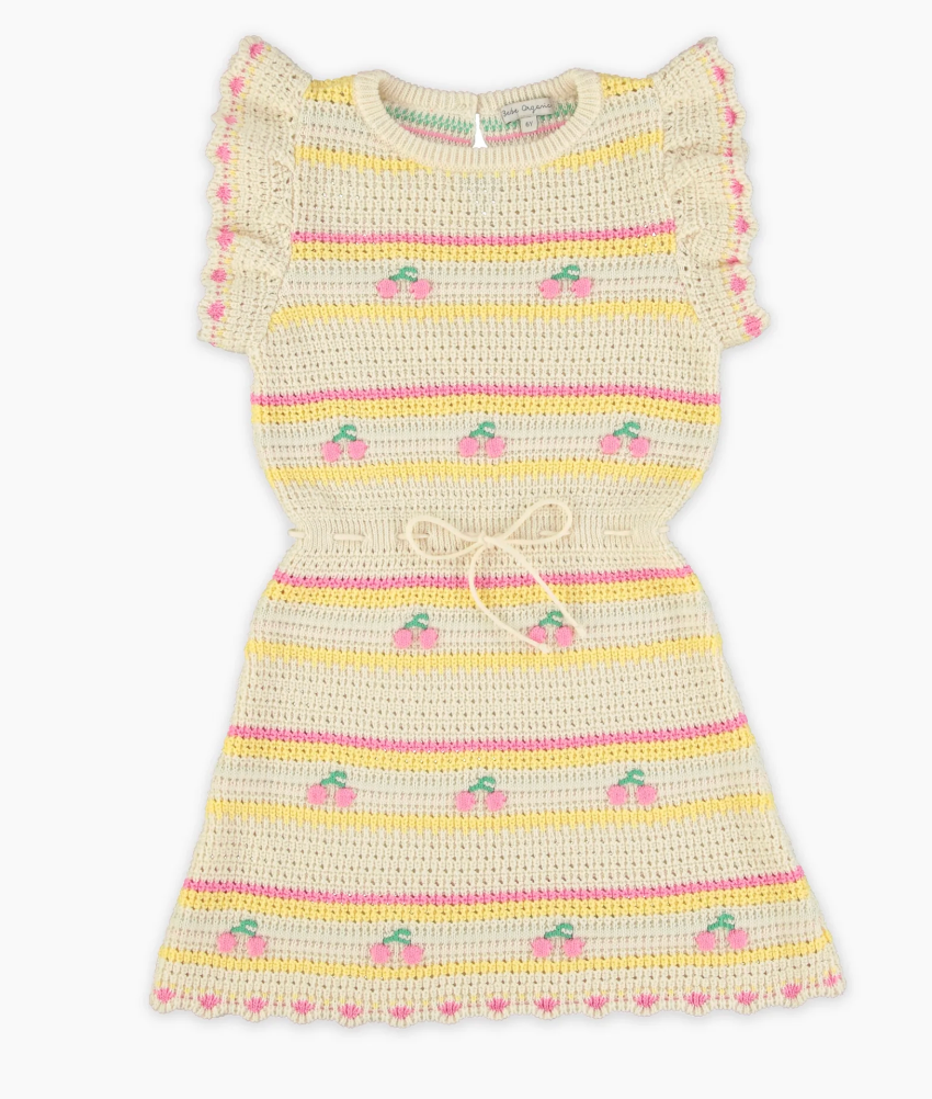 Bebe Organic Paloma Dress - Cherry Stripe