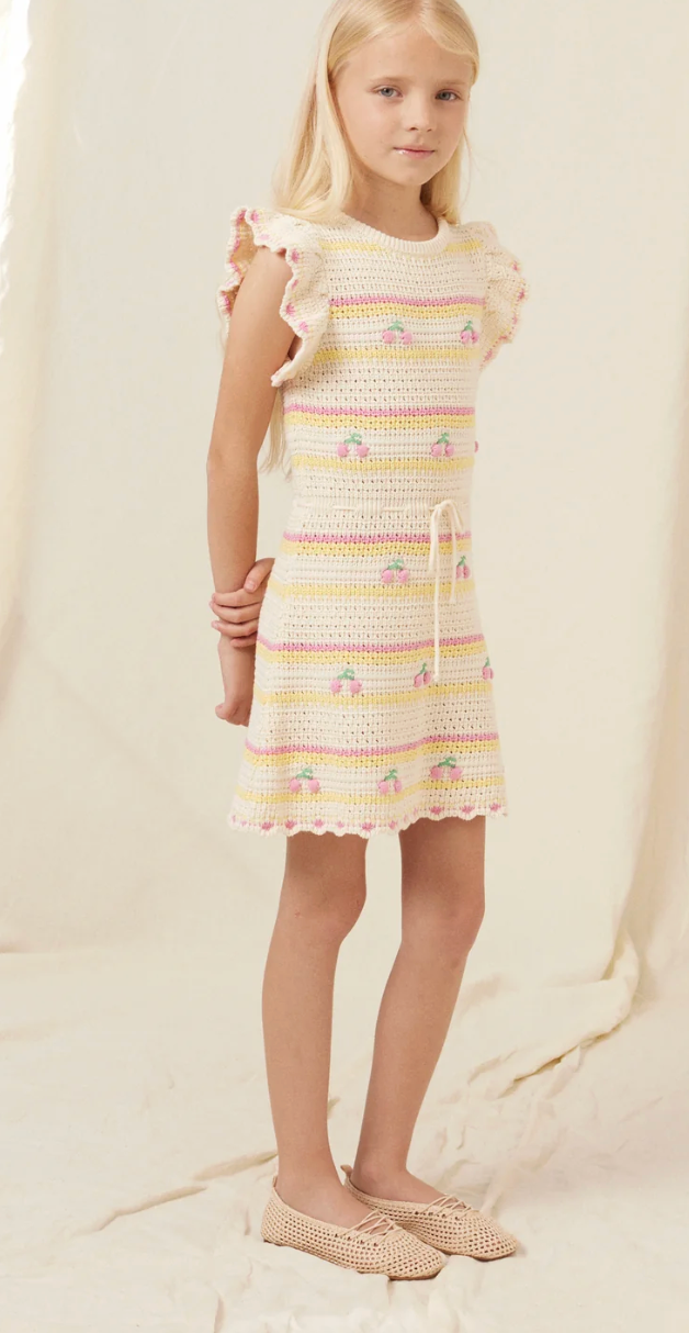 Bebe Organic Paloma Dress - Cherry Stripe