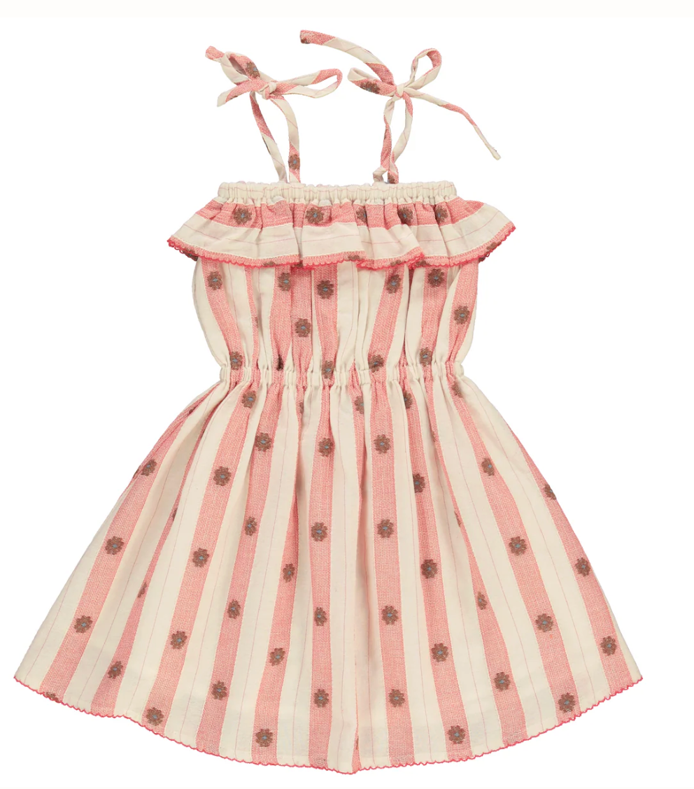 Bebe Organic Fleur Dress - Red Petal Stripe