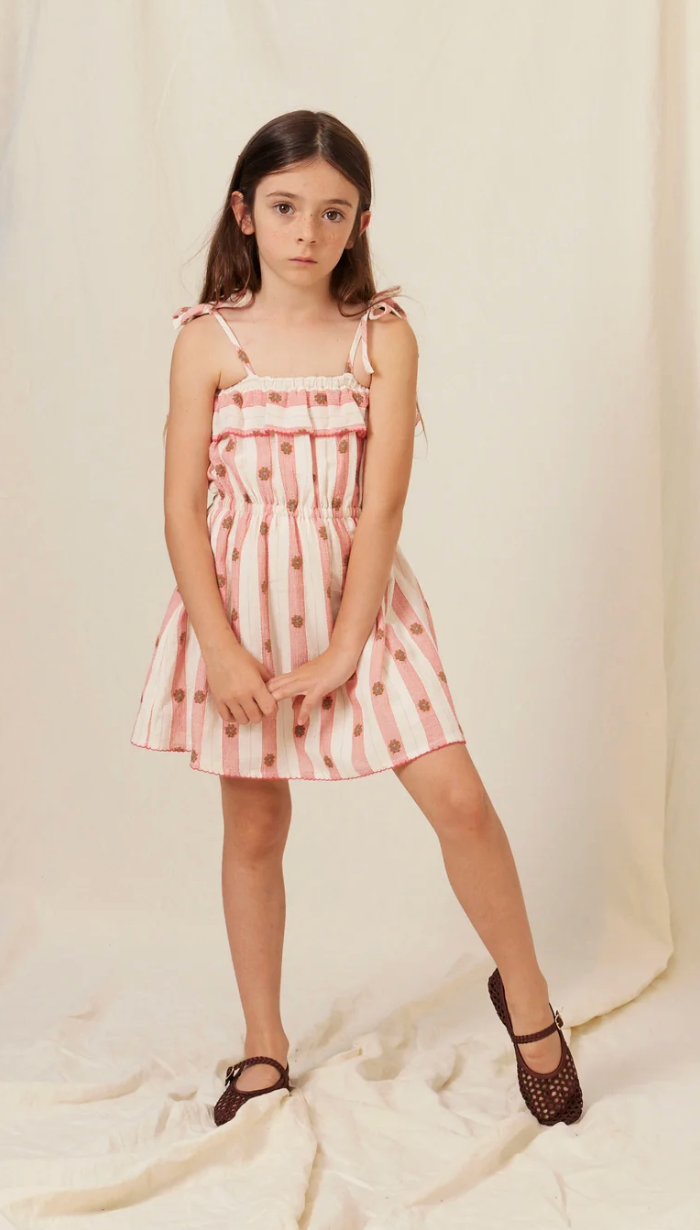 Bebe Organic Fleur Dress - Red Petal Stripe