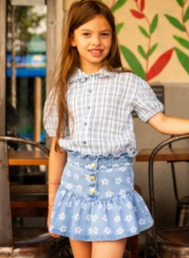 Louis Louise Skirt Pipeau Denim Flower