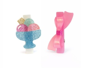 Lilies & Roses Ice Cream Sundae and Bow Clips