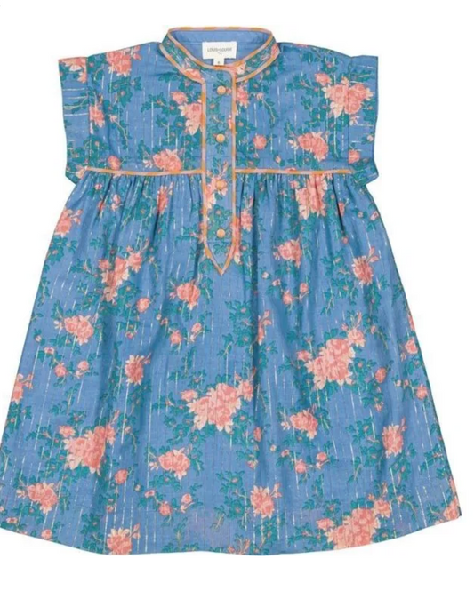 Louis Louise Dress - Azura Stripe Lurex Bouquet