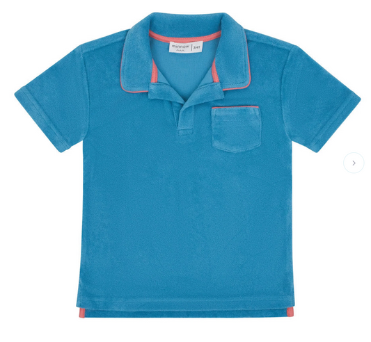Minnow Boys Cerulean Blue French Terry Polo