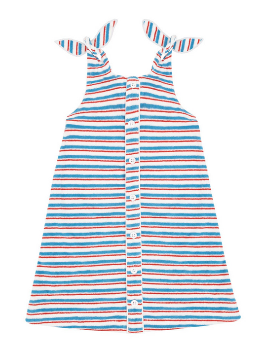 Minnow Girls Jetty Stripe French Terry Tie Knot Dress