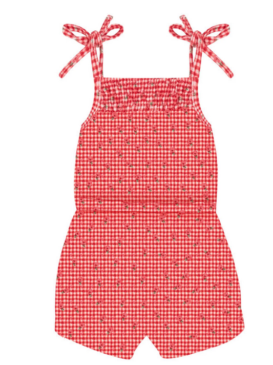 Minnow Girls Cranberry Gingham French Terry